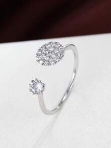1pc Versatile Cubic Zirconia Inlaid Open Ring
