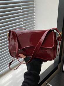 Túi vuông nắp gập tối giản, nhẹ, dành cho nữ sinh viên đại học, tân binh và nhân viên văn phòng, hoàn hảo cho văn phòng, đại học, công sở, kinh doanh, đi làm, ngoài trời, du lịch, đi chơi, túi màu đỏ tía thời trang, túi xách thanh lịch cho nữ - Đỏ - Xem 2