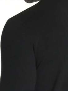 Camiseta de manga larga de cuello alto de unicolor, nueva llegada para otoño/invierno - Negro - Ver 7