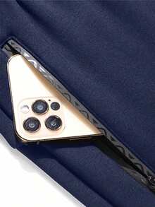 1 pieza de pantalones casuales de otoño e invierno para hombres, tela suave y cómoda, con pierna reflectante y bolsillo con cremallera, adecuado para correr, entrenamiento diario y salidas de ocio en primavera - Azul Marino - Ver 6