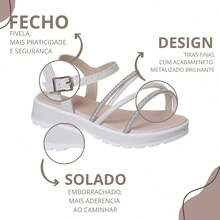 Sandália Infantil Brilhos Menina Molekinha Rasteirinha Feminina elegante Primavera Verão