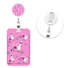 1 Conjunto (Clipe de Crachá + Porta-Cartão) Clipe de Crachá Fofo de Ganso de Pescoço Longo, Porta-Crachá Rosa, Chaveiro Prático, Clipe de Acessórios de Enfermagem com Porta-Cartão de Identificação Vertical, Adequado para Professores, Estudantes, Médicos, Enfermeiros, Funcionários de Escritório, Presente do Dia da Enfermagem (Série Rosa) - Ganso de Pescoço Longo