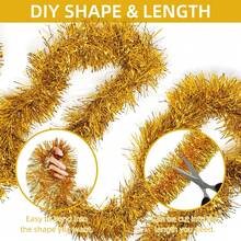 MEHELANY 5/3Pcs Plastic Shiny Tinsel Garland, 2M 6.56FT Christmas Decoration Artificial Plants, Gold Artificial Hanging Decorations For Christmas, Wedding, Birthday, Party Supplies, Room Decoration, Celebration, Wedding, New Year Decoration