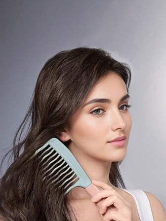 1pc Set Of Dual Wide-Tooth Hair Combs, Ideal For Long Curls & Voluminous Styles - Stylish Black & Light Blue Combs With ABS Handles, Perfect For Curly Hair Management & Home Massage, Ideal Holiday Gift For Friends, Stylish Hair Care|Elegant Hair Combs|Durable ABS Handles