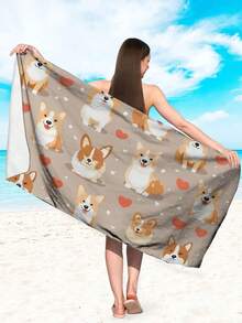 可爱的柯基犬沙滩和浴巾 - 27.5x55 英寸，柔软涤纶，非常适合运动、水疗、瑜伽、健身房 - 多功能厨房和餐厅布、酒店、厨房布 - 多色 - 查看 9