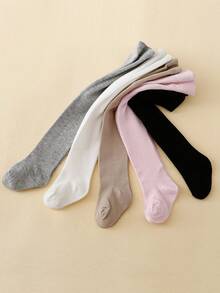 5pcs/Pack Girls' Solid Color Basic Leggings, Suitable For Layering And Outdoor Matching, All Season - Multicolor - View 7
