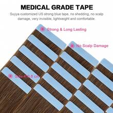 Tape In Hair Extensions Human Hair 16-26 Inch Remy Human Hair Tape In Extensions Color Light Brown Invisible Hair Extensions Tape Ins 20Pcs 50Grams #6 - S6 - View 3