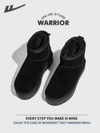 WARRIOR 战士舒适街头风格雪地靴女秋冬舒适跑步鞋朴素风格休闲而时尚的运动鞋全年适用耐磨全天穿着训练运动鞋保暖内衬运动鞋