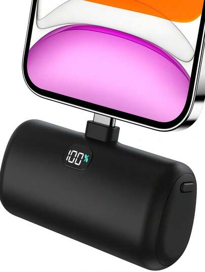 5000mAh MFi Certified Compact Power Bank Small Portable Charger For Phone With Built In Cable, Power Bank With LCD Display & LED Light For All Phone Series Lightning Port Built-In Direct Charging Fast Charging Phone Small Portable Charger , Power Bank,Portable Charger Suitable For Summer Holiday Outdoor Travel/Camping And Emergency Backup Mobile Power Supply Gifts For Family, Friends, Birthday Power Display