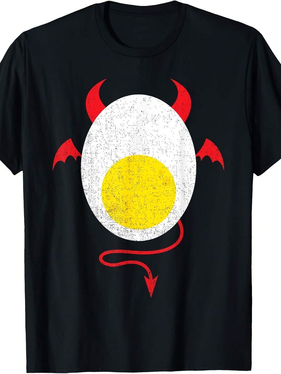 Funny Halloween Shirt Devil Egg Yolk Food Lover Lazy Costume T-Shirt - 款式6 - 查看 1