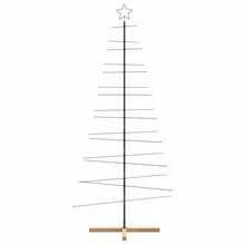 Metal Christmas Tree With Wooden Base Black 210 Cm