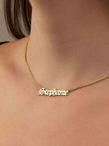 1 Gold Minimalistische Gothic Namenskette mit Kette, Antike England Halskette, personalisierte Namensanpassung Schmuck, Weihnachtsgeschenk - Verschiedenfarbig - Übersicht 3