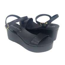 Sandália Anabela Plataforma Feminino -  Beira Rio  Simples    elegante    Fivela    sandalia  Escritório    Primavera Verão - Preto - Visão 4
