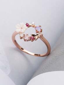 Gift Box Floral Wreath Cubic Zirconia Engagement Ring, Suitable For Wedding, Party Wear And Holiday Gifts - Rose Gold - View 12