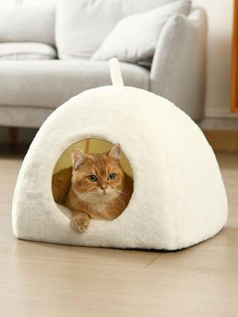 1pc Cozy & Cute Pet Cat Bed House, Removable & Washable Cat Shelter, Warm Pet Cave Nest For Rabbits, Small Dogs, Cats Indoor Use In Winter