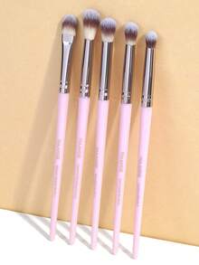 MAANGE 5/7pcs Premium Synthetic Hair Eye Makeup Brush Eyeshadow Brush Mixed Brush Eyeliner Brush Eye Shadow Brush Soft Comfortable Effective Application Long Handle Professional Cosmetic Brush Makeup Tools Kit At Home Or On-The-Go Travel Eye Makeup Brush Set Makeup Accessories Gifts For Friends - Pink - View 2