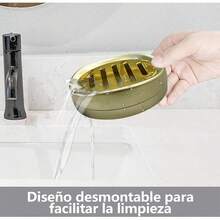 Jaboneras para Bañocon Bandeja de Drenaje,ón Sólido paraón Sólido, Bandeja deón de Plástico con Tapa, Bandeja deón Portátil, Adecuada para Baño, Gimnasio, Hogar (Dorado) - 1 - Ver 2