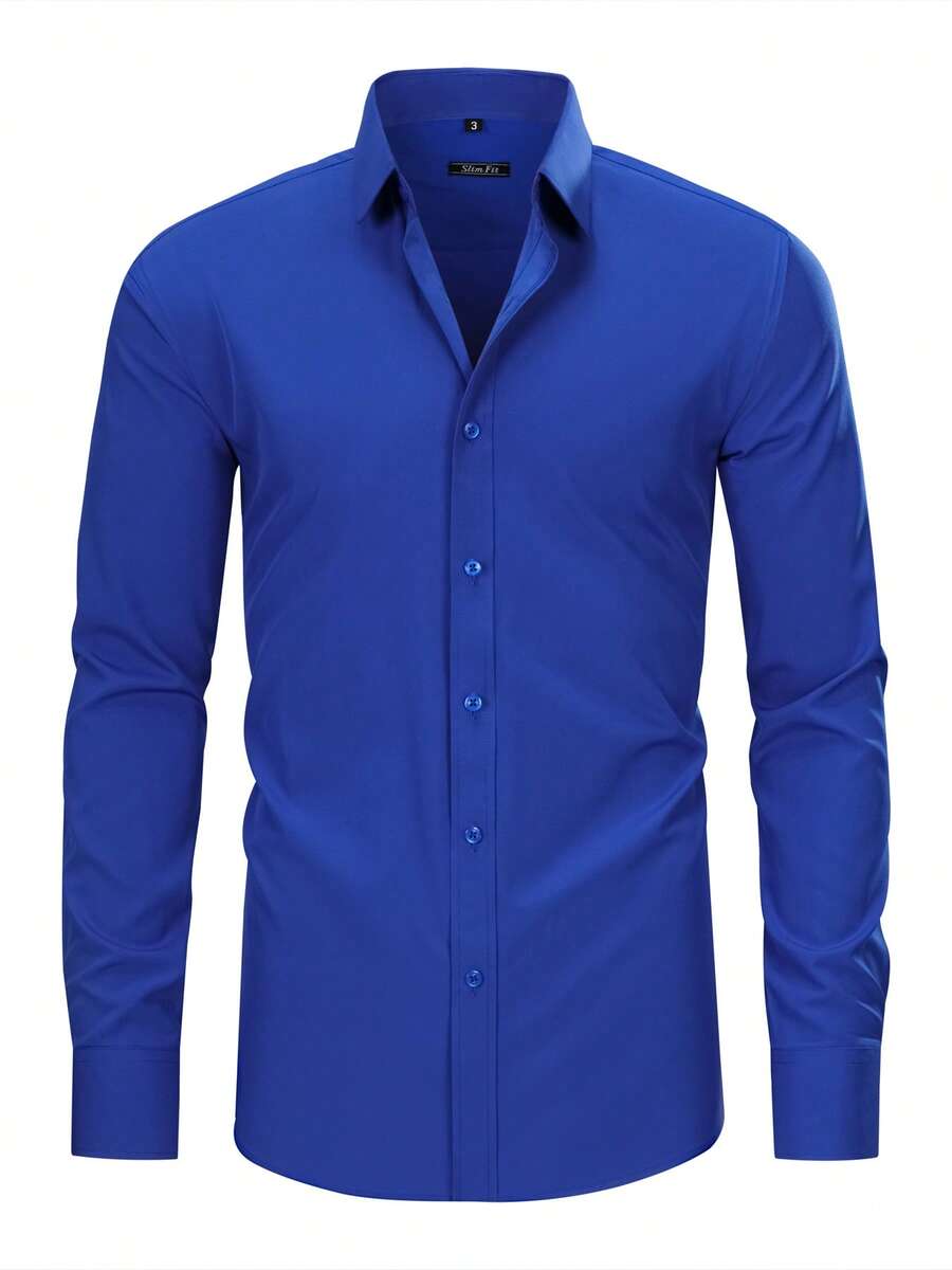 Rand paul Microelastic Men's Dress Shirt For Work And Everyday Life - 寶藍色 - 查看 1