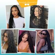 36" Boho Style Lace Front Box Braids Wig, Curly, Synthetic Lace Front Box Braids Wig With Baby Hair, Bohemian Curly, Lace Front Box Braids Wig For Everyday Wear - Multicolor - View 10