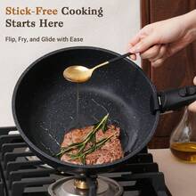 15pcs Nonstick Cookware Set - Induction Compatible Granite Coated Pots & Pans Kit With Frying Pans, Kitchen Cookware Set With Nonstick Surface And Detachable Handle, Healthy Non Stick RV Cookware Set Detachable Handle, Free (Black),Gift,Holiday Cooking - màu đen - Xem 4