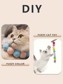 1 Set Juguete Interactivo de Peluche Mini para Gatos, Bola de Peluche Elástica con Patrón Geométrico Colorido, Juego Adecuado para Todas las Razas de Gatos - Accesorio de Plástico para Mascotas, Sin Batería Requerida, Juguete para Gatos de Interior - Multicolor - Ver 7