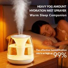 3000ML Humidificador de gran capacidad + Humidificador de escritorio USB + Pantalla digital con botón de control táctil + Humidificador de doble boquilla con alta salida de niebla + Luz nocturna de 7 colores cambiantes + Voltaje de trabajo ≤36V sin necesidad de batería