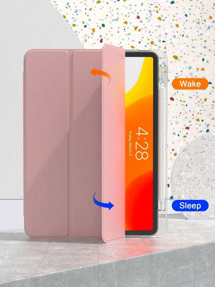 iPad A16(第11世代/第10世代)、9世代/8世代/7世代(10.2インチ)、iPad Air(10.9インチ)、iPad Pro(11インチ)、iPad Air(13インチ)、iPad Pro(12.9インチ)対応 TPUレザーフリップカバーケース ピンク - ピンク - 見る 3