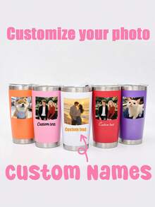 Personalized Tumbler With Lid, Customized Coffee Travel Mug,Custom Photo And Text,Customized Coffee Travel Mug, Double Wall Vacuum Stainless Steel Insulation, Multi-Coloed Printed Personalized Cups Birthday Gifts, Personalized Mother's Day Gifts, Custom Anniversary Gift, Custom, Personalized, Unique,