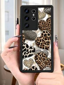 Chic Leopard Print Animal Pattern Heart Design Fashion Wild Phone Cover Luxury Aesthetic Anti-Scratch Accessory Y2K Style Compatible With Samsung Galaxy S25Ultra S25Plus S25 S24FE S24 S23 S22 S21FE S21Ultra Plus Note20 Note20Ultra A13 A14 A15 A16 A17 A33 A34 A35 A36 A52 A53 A54 Case - 酒紅色 - 查看 3