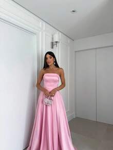 Simple Elegant Party Asymmetrical Zipper Backless Wedding - Baby Pink - View 1
