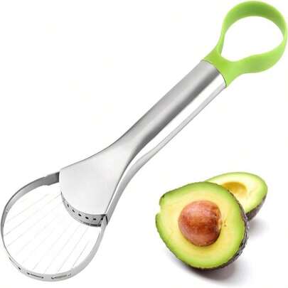 3-In-1 Avocado Slicer Tool, Emptycolor Stainless Steel Avocado Cutter, Pitter &Amp; Peeler, Multi-Function Avocado Tool For Slicing, Scooping, And Pit Removal, Kitchen Gadget With Green Plastic Handle