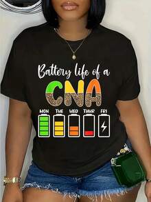 100% Coton T-shirt CNA Semaine des infirmières Infirmière auxiliaire certifiée Femmes Hommes Vacances d'été Doux Décontracté Ajustement Classique Tops Confortables - Noir - Voir 1