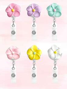 Cute And Multi-Colored Flower Pattern Telescopic Clip, Automatic Rebound Clip, Suitable For Students, Doctors, Nurses, Occupations, Work ID Cards, Campus Cards, Name Tags, Certificates, Card Cases, As Gifts For Friends, Colleagues, Couples, And Classmates On Festivals