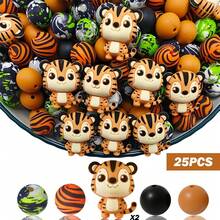 5/25/40pcs 3D Animal Series Silicone Bead Set - Squirrel/Koala/Giraffe/Turtle/Tiger - Various Colors And Patterns | Cute Patterns | Smooth Finish Beads - Ideal For DIY Crafting Keychains, Necklaces, Bracelets, Decorative Pens, Jewelry And Pendants - Creative Holiday Decorations Jewelry Making Supplies - Beads & Bead Assortments - 3D Animal Combination 2 - View 16