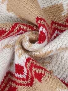 1 قطعة كنزة صوفية محبوكة بتصميم رنة عيد الميلاد للبنات والمراهقات، متعددة الاستخدامات، مريحة، أنيقة، دافئة - كاكي - مشاهدة 6