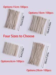 Bộ 100 bấc nến, bấc nến tự nhiên không khói, bấc nến uốn cong để làm nến thơm, vật liệu làm chậu nến tự làm từ đậu nành có bấc sáp bền, phụ kiện bấc - lõi sáp - Xem 2