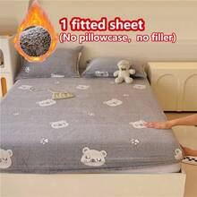 1 件厚实、柔软、透气的雪花印花床垫罩（单人床笠），触感温暖，吸湿排汗，防滑，易于拆卸和机洗，适合所有季节，28 厘米高