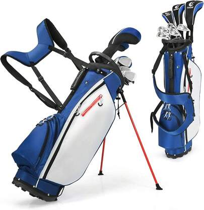 Men's Clubs Package Set With Alloy Driver, 3    Fairway Wood, 4    Hybrid, 6-9    & P Irons, Putter And Stand Bag, Right Hand