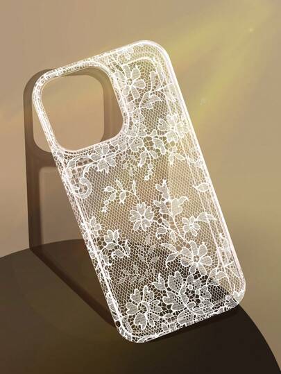 1pc Elegant Romantic Lace Pattern Anti-Slip Transparent Air Cushion Soft Phone Case Suitable For IPhone 11/12/13/14/15/16 Pro Max