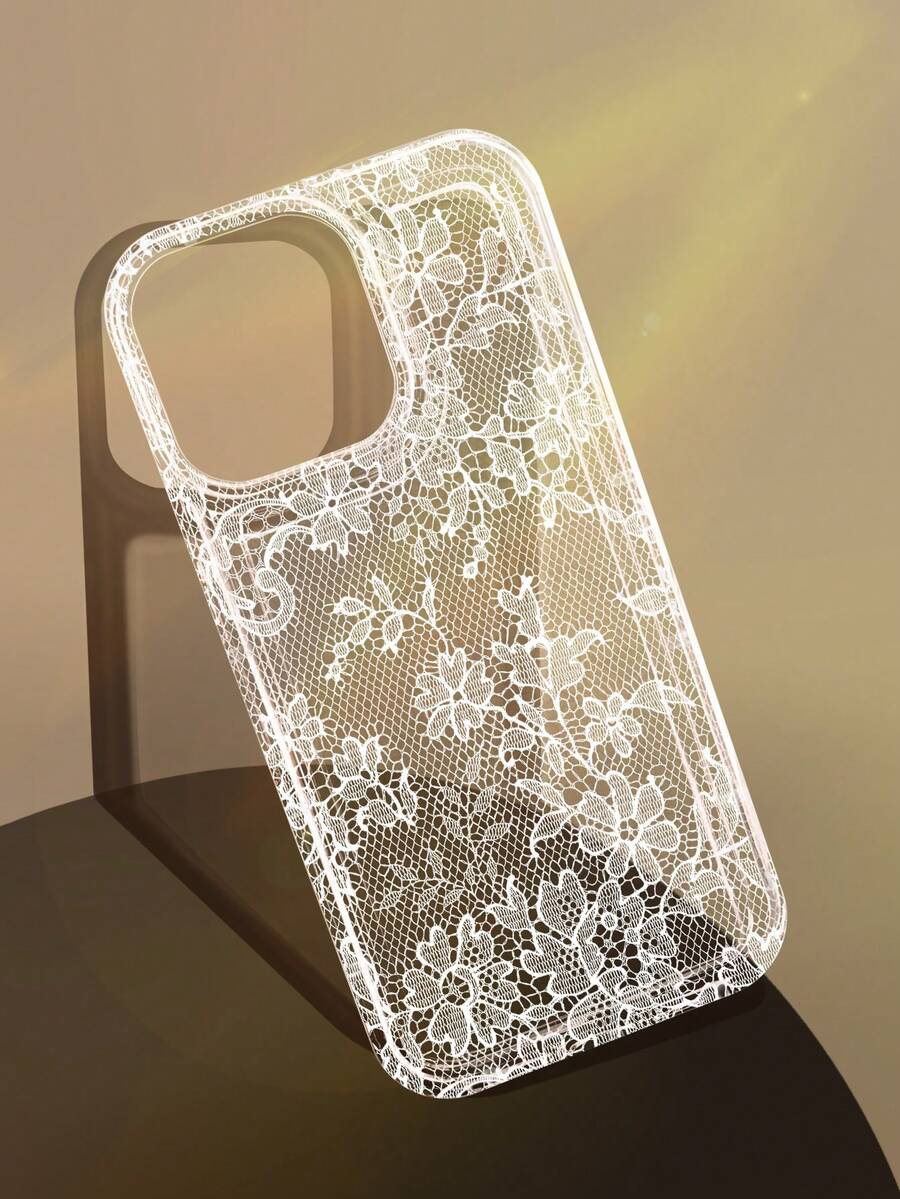 1pc Elegant Romantic Lace Pattern Anti-Slip Transparent Air Cushion Soft Phone Case Suitable For IPhone 11/12/13/14/15/16 Pro Max