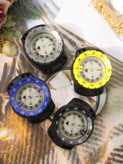 1pc 50m Diving Magnet Elastic Rope Compass With Luminous Waterproof Compass For Underwater Use