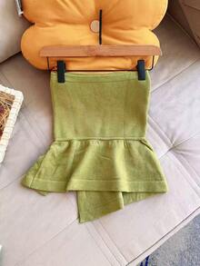 Modal Blouse Strapless In Modal Peplum Knit, Style And Comfort For Any Occasion Women's Fashion - 橄欖綠 - 查看 2