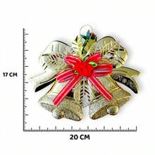 6/12/24 Colgante Campanas navideñas doradas con moño rojo decorativo y brillo, adorno para puerta, chimenea o pared, decoración navideña elegante y festiva para el hogar colgante para interiores y exteriores, ideal para realzar tu ambiente navideño, adorno festivo para casa, oficina o árbol de Navidad - 24Pcs - Ver 3