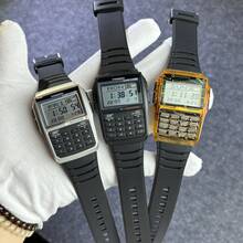 Relógio Esportivo Quadrado Luminoso Masculino, Relógio Retrô Multifuncional Y com Calculadora, Agenda Telefônica, Relógio Digital - Multicolorido - Visão 4
