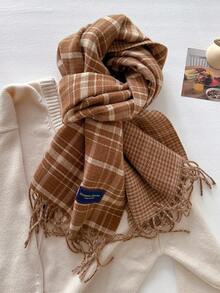 1 buc eșarfă clasică din cașmir artificial în carouri, accesoriu de modă zilnic cald și versatil, potrivită pentru decorare și protecție a gâtului