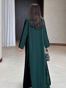 Elegant Women's Long Robe, Middle Eastern Style Loose Comfortable Casual Cardigan, Long Robe, Dignified Long Sleeve Dress, Suitable For Autumn And Winter (Headscarf Not Included) Spring - Dark Green - View 5
