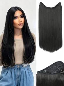 22-Inch Long Invisible Straight Fshing Line Hair Extensions, Heat-Resistant Synthetic Material Cip-In Natural Hair Extensions Suitable For Women's Daly Wear - Multicolor - View 13