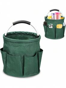 6-Pocket Foldable Portable Cleaning Caddy, Handheld Cleaning Tote Bag With Handle, Suitable For Outdoor Camping, Garden Storage, Home Bathroom, Great Gift For Valentine's Day And Other Holidays (Gray/Green/Black/Blue) - Multicolor - View 1