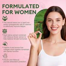 Beef Organ Supplement For Women - Beef Liver, Kidney, Heart,Uterus Tissue - Balance Hormones &Amp; Women'S Overall Energy - Grass Fed, Pasture Raised - Natural Iron Supplement With Folate - 120 Capsules - Flavor NameB - 查看 5