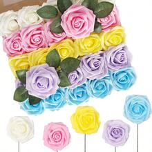 5/10/15/20/25 قطعة من الورود الزائفة ذات المظهر الحقيقي مع الساق لباقات الزفاف DIY وترتيبات المناسبات والحفلات وديكور المنزل (تغليف أكياس OPP)
